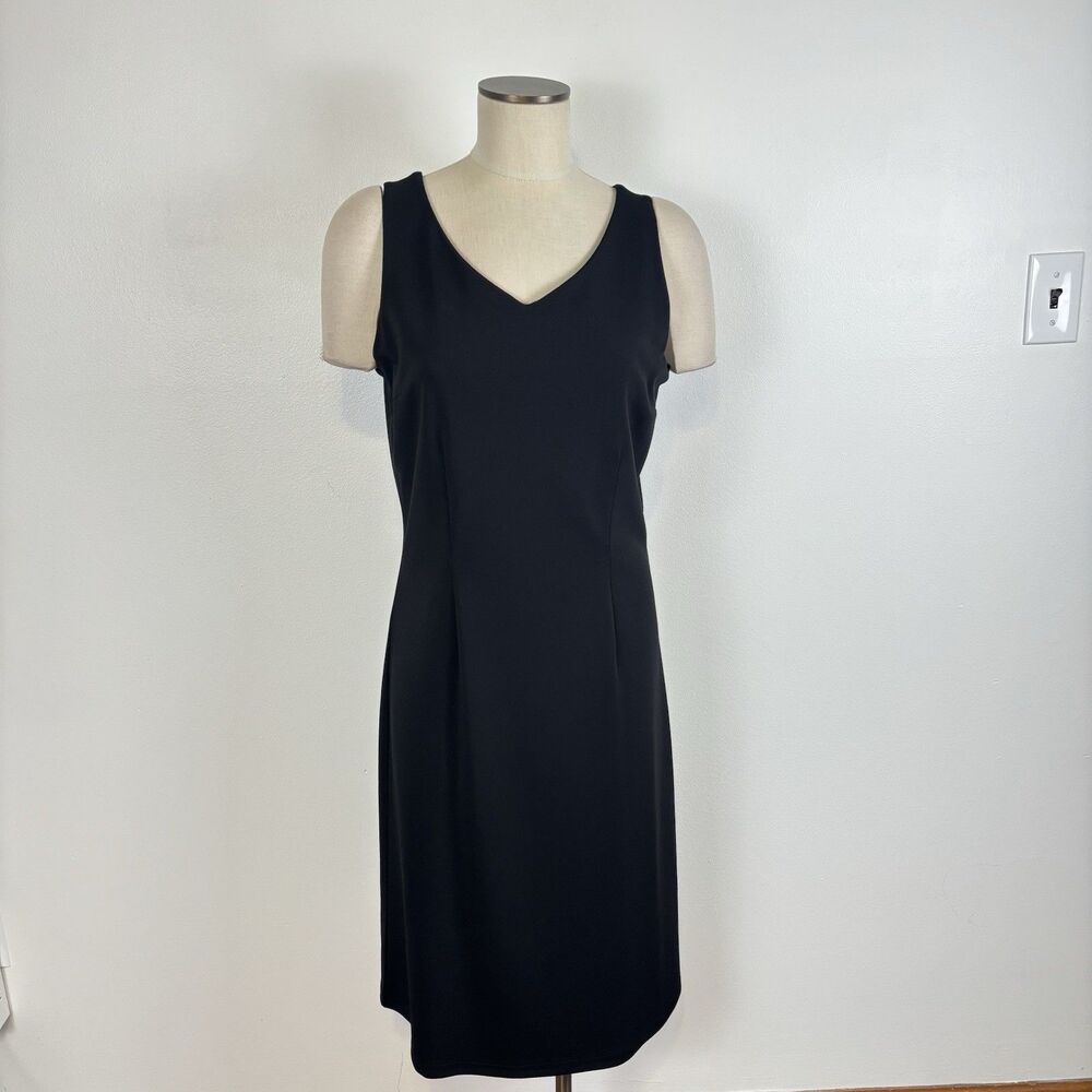 Caslon Black V-Neck Tank Dress Medium Knee Length Sleeveless Sheath LBD Stretch
